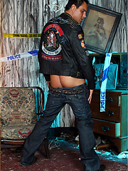 Marcello the hunk wearing tight leather and masturbating by With Marcello image #7
