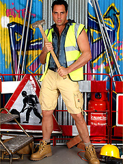 Marcello dressed as a sexy work man and playing with his dick by With Marcello image #5