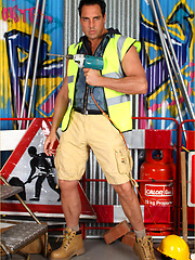 Marcello dressed as a sexy work man and playing with his dick by With Marcello image #5