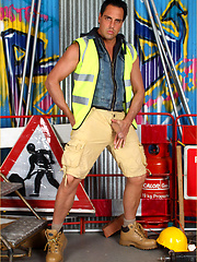 Marcello dressed as a sexy work man and playing with his dick by With Marcello image #5