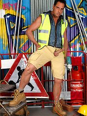 Marcello dressed as a sexy work man and playing with his dick by With Marcello image #5
