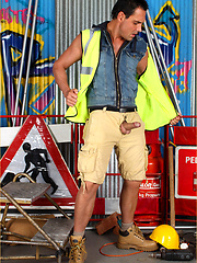 Marcello dressed as a sexy work man and playing with his dick by With Marcello image #5