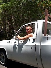 A hitchhiker gets taken and violated in the woods by the creepy janitor. by Bound Gods image #11
