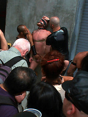 A stud is stripped naked and humiliated in public. by Bound in Public image #10