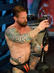 Red Nanky. Tattooed guys in gay fisting scene. by Hot House Backroom image #5