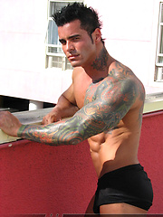 Jock poses outside and jerks off on bed by Mark Wolff image #6