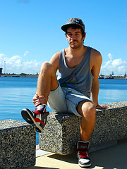 Cute boy Aden posing outdoors by Bentley Race image #5