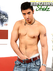 Tommy Lima jerking off his fat cock by Brazilian Studz image #8