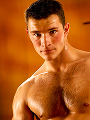 Muscle man shows his perfect hairy ches and uncut boner by William Higgins image #8