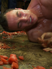 Studly shoplifter gets an eggplant up his ass and a face full of cum at a fruit stand. by Bound in Public image #10