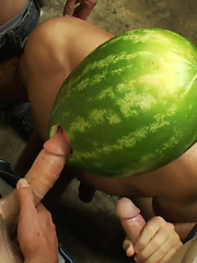 Studly shoplifter gets an eggplant up his ass and a face full of cum at a fruit stand. by Bound in Public image #10