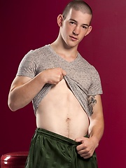 Tattooed twink Mick Gibson shows his fat cock by Hot House Backroom image #5