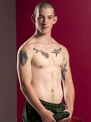 Tattooed twink Mick Gibson shows his fat cock by Hot House Backroom image #5