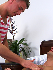 Straight Favourite Tyler Hirst sucks his First Cock - Lucky Dan gets Massaged and Blown! by English Lads image #7