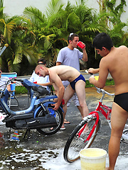 Wet naked pledges get a little close at the car wash by HazeHim image #3