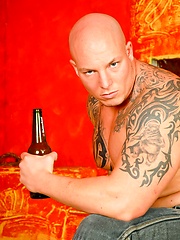 Tattooed bald muscle man Devil by Scary Fuckers image #6