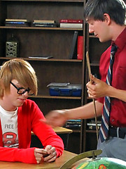 Geeky blond twink bonds with his photography teacher and submits into sucking cock by TeachTwinks image #5