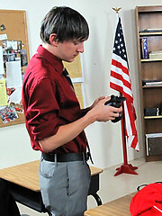 Geeky blond twink bonds with his photography teacher and submits into sucking cock by TeachTwinks image #5