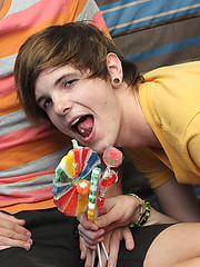 The blond twink-veteran slams Timo\\\\\\\'s ass all over the futon before jacking the cum out of him! by LollipopTwinks image #5