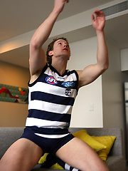 Footy Fan Brad Thomas Getting Off before the Game by Bentley Race image #5
