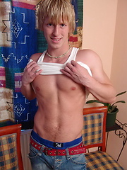 Blond muscle twink stripping by Czech Boys image #8
