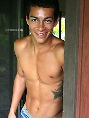 Hot college jock Kalani shows his boner by Frat Men image #7
