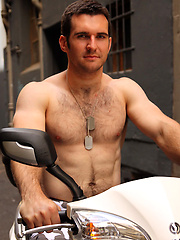 Hunk Josh Harris posing by Bentley Race image #7