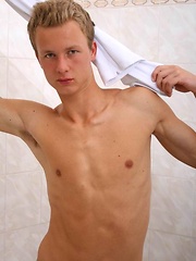 Blond twink jacking off by Czech Boys image #5