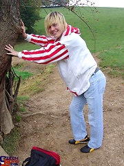 Blond twink jerking off outdoors by Czech Boys image #6