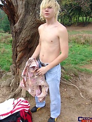 Blond twink jerking off outdoors by Czech Boys image #6