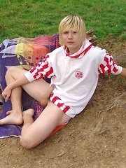 Blond twink jerking off outdoors by Czech Boys image #6