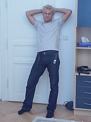 Blond euro twink shows uncut cock by Czech Boys image #7