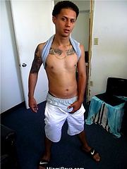 Straight latino twink Estevan jacking off by Miami Boyz image #8