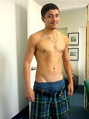 Cute latino twink Jon stripping and jerking off dick by Miami Boyz image #7