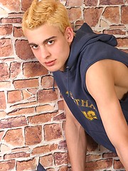Blond twink posing plays with cock by East Boys image #5
