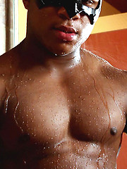 Black stud Adam jacking off his fat uncut cock by Maskurbate image #7