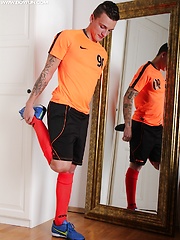 Tattooed boy Dom Ully jerks off with his Nike shoe. by BF Collection image #5