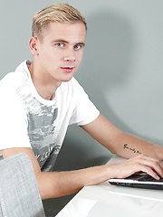 Sexy blonde Lukas Watkins rubs his ass and strokes his cock. by BF Collection image #4
