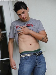 Tattooed stud Jeremy stroking his cock outdoors. by BF Collection image #5