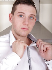 Gorgeous Aron Ros masturbating on the kitchen counter. by BF Collection image #4