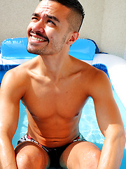 Pool boy Pablo Pen splashing about in my balcony pool by Bentley Race image #8