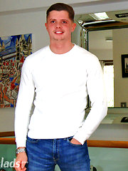 Straight Muscular Hunk Logan's 1st Man Suck by English Lads image #7