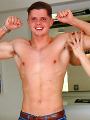 Straight Muscular Hunk Logan's 1st Man Suck by English Lads image #7