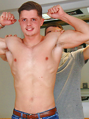 Straight Muscular Hunk Logan's 1st Man Suck by English Lads image #7