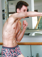 Ultra-Lean MMA Fighter Alex Wanks his Thick Uncut Cock & Shoots a Big Load of Jizz all over Himself! by English Lads image #8