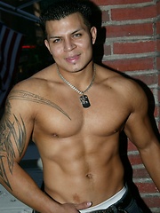 Hot muscle latino Alan shows his fat uncut cock. by Finest Latin Men image #8