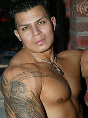Hot muscle latino Alan shows his fat uncut cock. by Finest Latin Men image #8