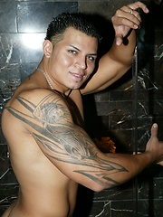Hot muscle latino Alan shows his fat uncut cock. by Finest Latin Men image #8