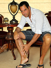 Marcello rubs his feet hard and then his cock softly by With Marcello image #5