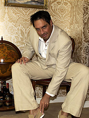 Horny Marcello sniffs his new suede shoes and shoots his load deep inside them by With Marcello image #6